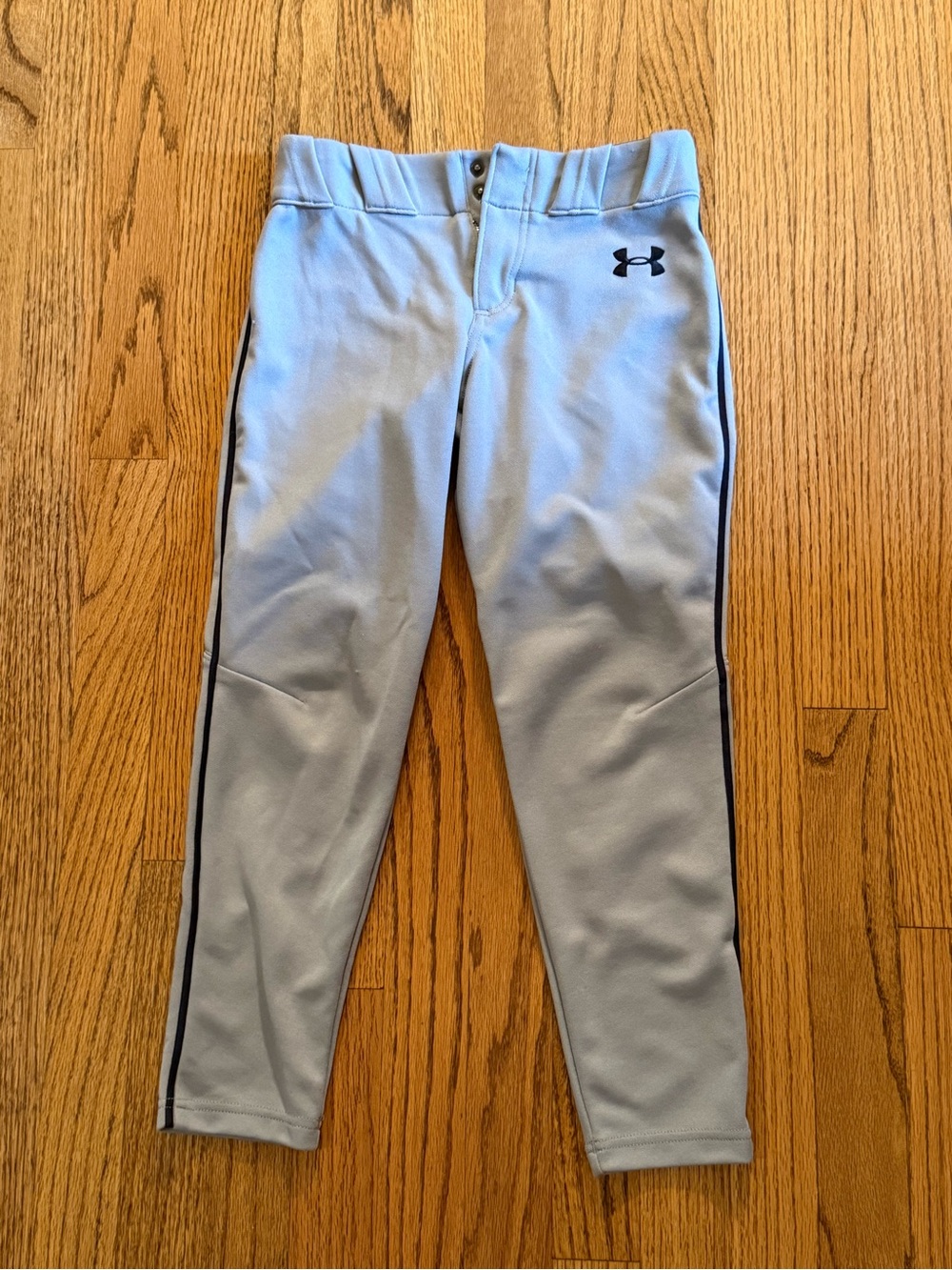 Under Armour Light Gray boys baseball pants with Black Piping